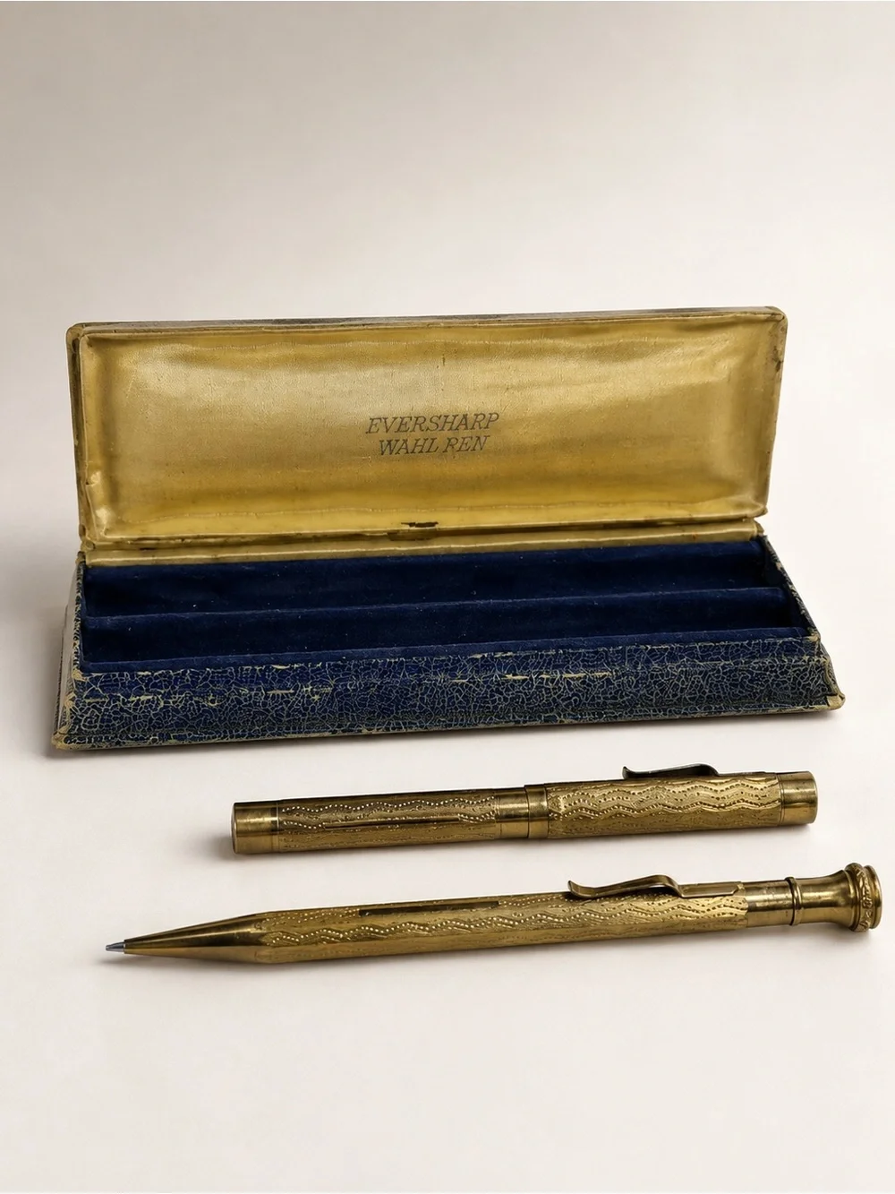 Vintage Wahl Eversharp Fountain Pen Pencil Set 14K Gold Nib Original Box